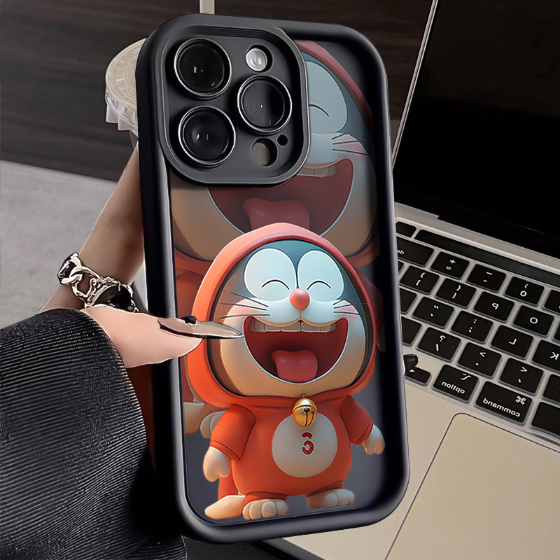 เคสสำหรับ IPHONE 15 14 13 12 11 PRO MAX 7 8 PLUS X XR XS MAX เคสเคสโทรศัพท์มือถือพรีเมี่ยมลายโดราเอมอนน่ารัก