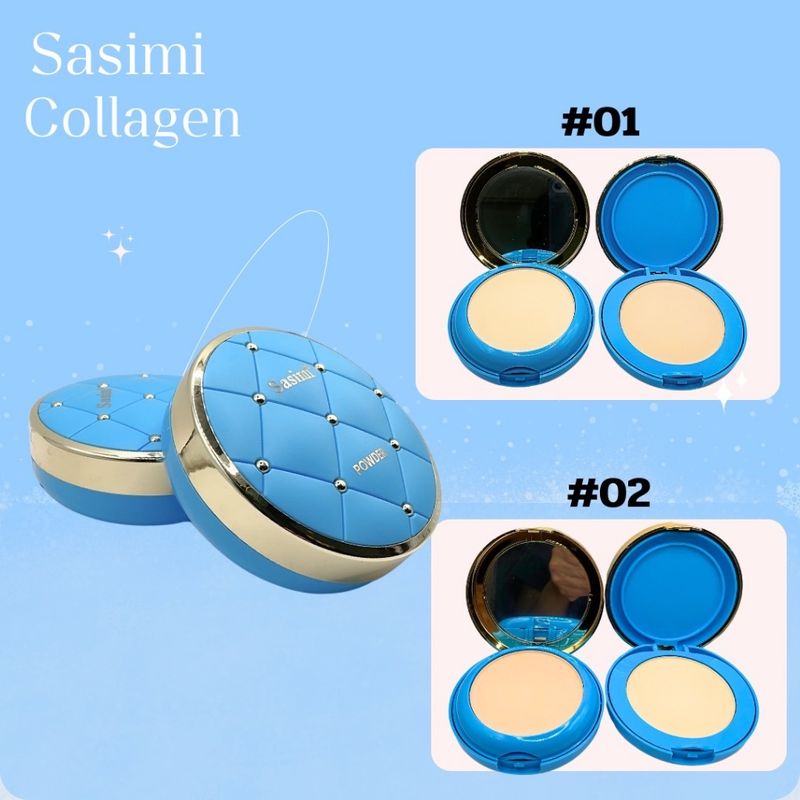 Sasimi  BB Powder Collagen แป้งพัฟ ผสมรองพื้น แบบตลับ 2 ชั้น ปกป้องกันแดด กันน้ำ SPF 50PA++ช่วยปกปิด เนื้อเนียนบางเบา