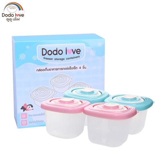 DODOLOVE กล่องเก็บอาหารทารกแช่แข็ง เข้าฟรีซได้ เข้าไมโครเวฟได้ กระปุกเก็บอาหารเด็ก กล่องเก็บอาหารเสริมเด็ก 6 ช่อง