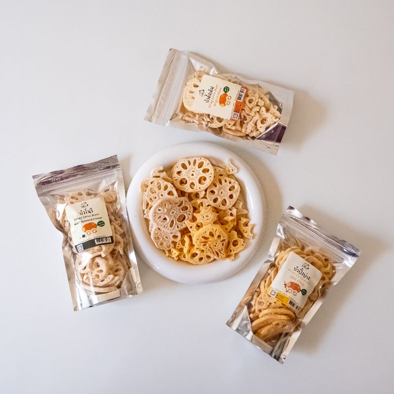 รากบัวอบกรอบ 3 รสชาติ Crispy Lotus Root 3 Flavor Go Grain ขนมคลีน อร่อย ไม่มีผงชูรส ไม่มีวัตถุกันเสีย