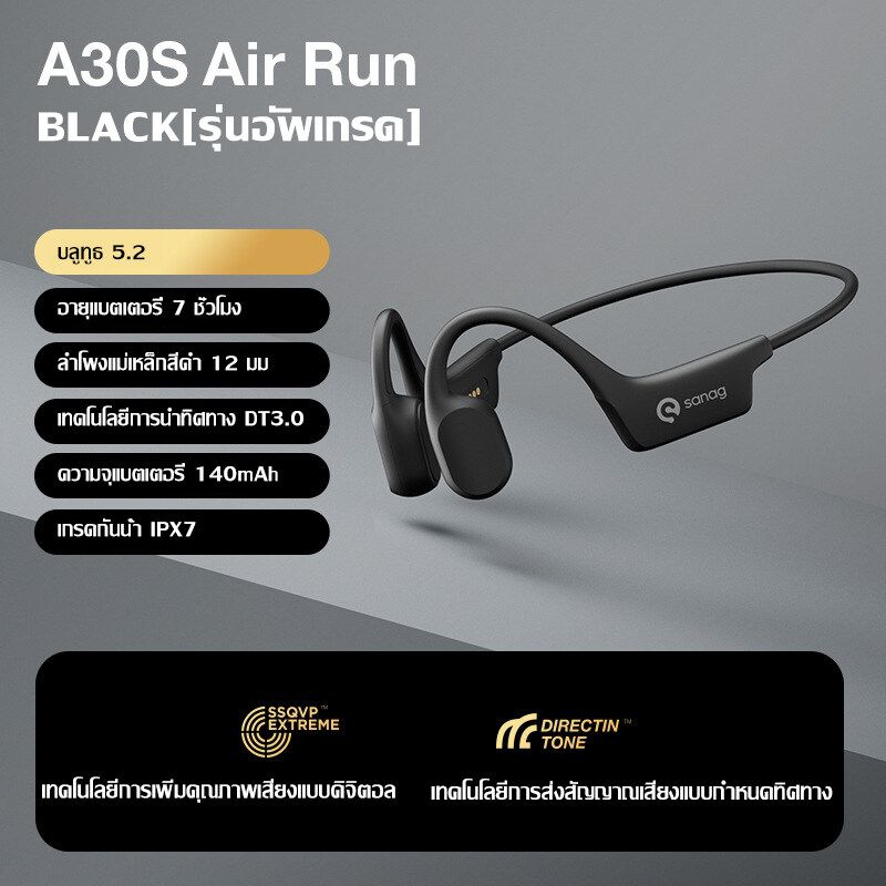 【รับประกัน 1 ปี】2024 ใหม่ Sanag-Air Bone Conductionหูฟัง IPX7 กันน้ำไร้สายบลูทูธ V5.3 หูฟังกีฬา A30S 360° หูฟังสำหรับกลางแจ้งเสียงพาโนรามา