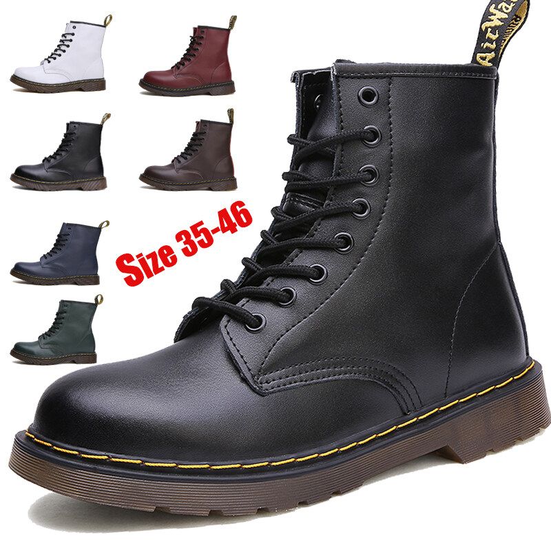 พร้อมสต็อกยี่ห้อ Dr รองเท้าลำลองผู้ชายรองเท้า Martens กันน้ำรองเท้าบู้ทยาวผู้ชายหนัง Doc รองเท้าข้อเท้า2021รองเท้ารถจักรยานยนต์คลาสสิกสีดำ