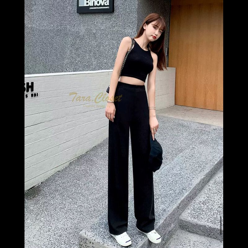 [ส่งเร็วพิเศษ!] PW501 TARA Long pants กางเกงขายาว เอวสูง  ทรงขากระบอก ไม่มีกระเป๋าข้าง เนื้อผ้าวูลเวฟ ผ้ายืด ใส่สบาย