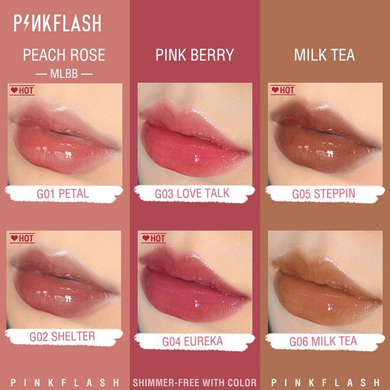 Pinkflash ลิปกลอส 3 ชิ้น G01+ G02 + G03