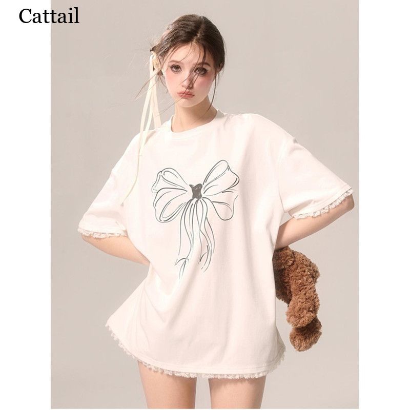 Cattail เสื้อครอป เสื้อแฟชั่นผู้หญิง แฟชั่น น่ารัก สไตล์ คลาสสิค WTX2430QZX 17Z240424