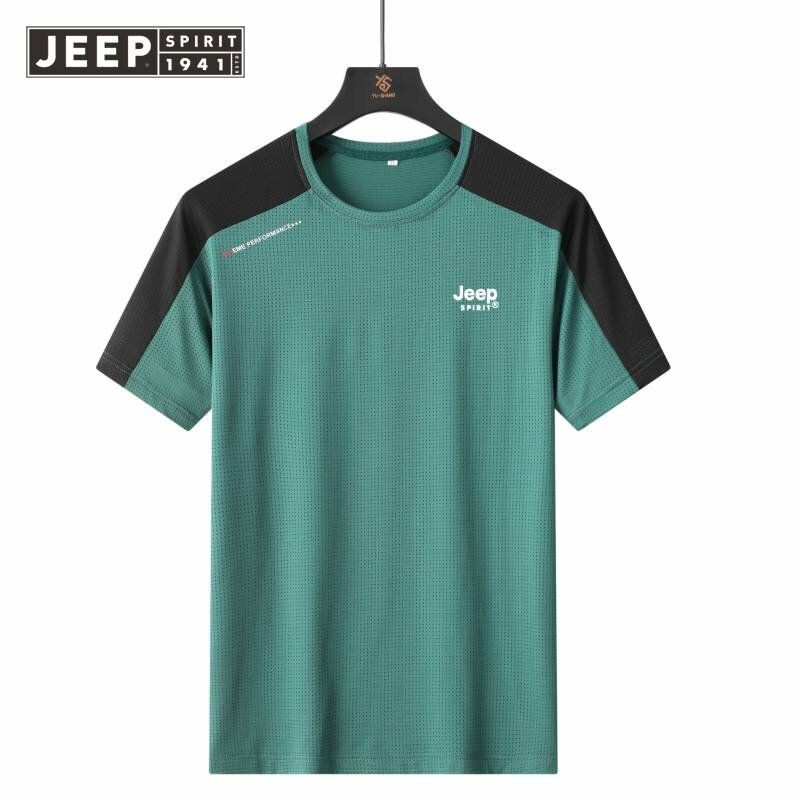 JEEP SPIRIT เสื้อเชิ้ตแขนสั้นระบายอากาศขนาดพิเศษตะแกรงผ้าไหมน้ำแข็งฤดูร้อน2023