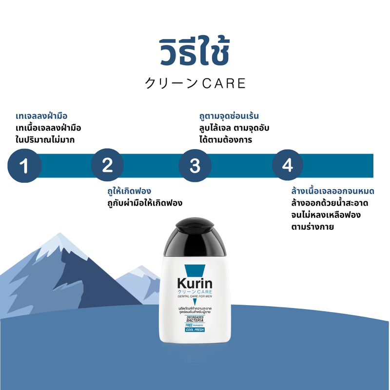 แพ็คคู่ Kurin Care เจลทำความสะอาดจุดซ่อนเร้นชาย สูตรผู้ชาย สูตรเย็น