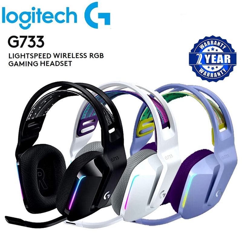 🔥ขายดีมาก🔥⚡️หูฟังเกมมิ่งไร้สาย⚡️ Logitech G733 Lightspeed Wireless Gaming Headset มาพร้อมไฟ LIGHTSYNC RGB 2y.