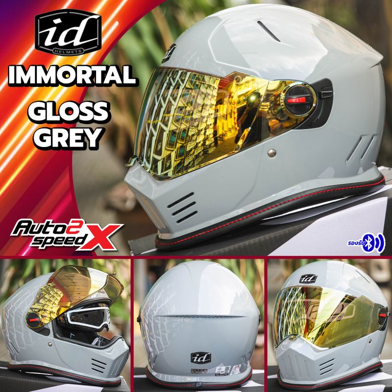 แถมฟรีแก๊ปหน้า หมวกกันน็อค iD IMMORTAL แว่น2ชั้น คลาสสิค วินเทจ 2024