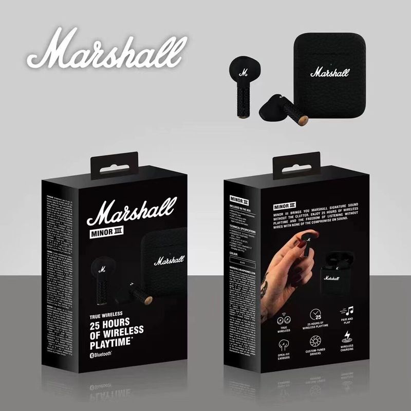 หูฟังไร้สาย BluetoothTWS Marshall หูฟังบลูทูธ หน้าตาสุดคลาสสิค ขนาดเล็ก ใส่สบายหู เชื่อมต่อเสถียร ระบบสัมผัส Marshall3