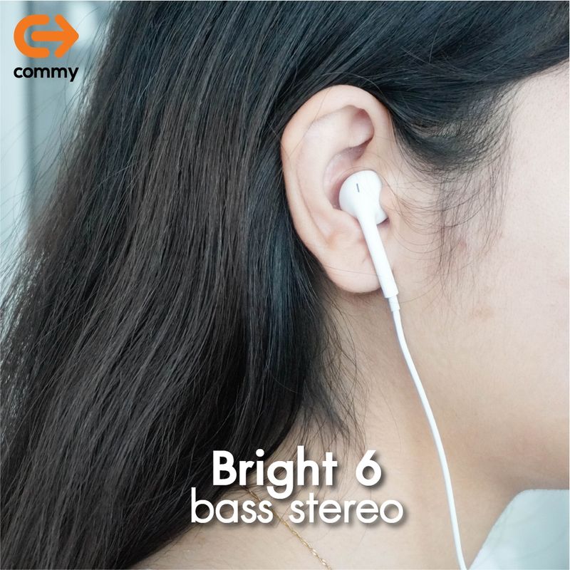 Commy หูฟัง Bright 6/Bass Stereo(3.5 mm)(หูฟังมีสาย รองรับ ไอโฟน และแอนดรอย) หัว 3.5 รับประกัน: 1 ปี