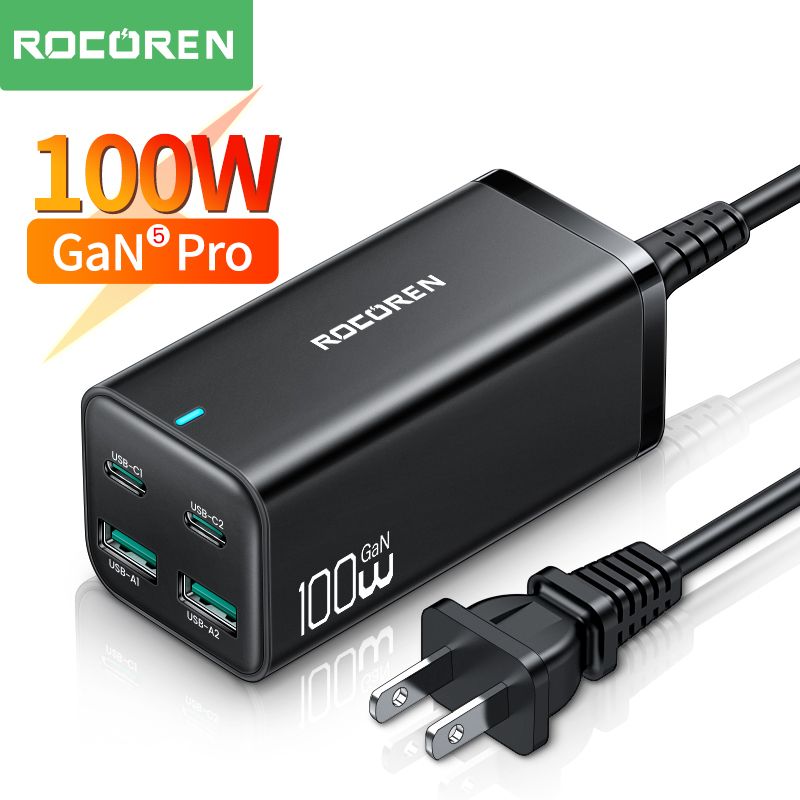 Rocoren ที่ชาร์จ USB C 100W PD QC 4.0 5.0 3.0 Type C ชาร์จเร็ว สําหรับ iPhone Samsung MacBook Pro แล็ปท็อป