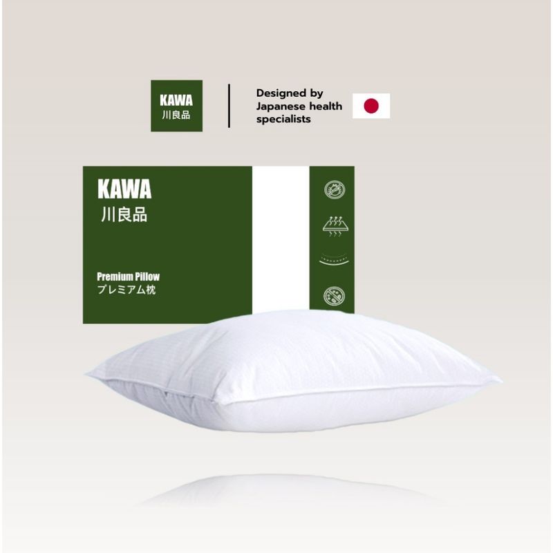 Kawa หมอนหนุน Premium ไมโครเจล ขนห่านเทียม 7D ป้องกันไรฝุ่น