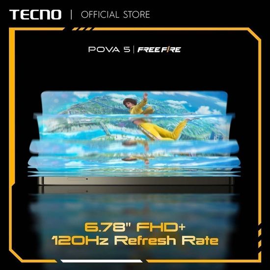 Tecno Pova 5 Mobile (8+128GB/8+256GB)กล้องหน้าและกล้องคู่ แบตเตอร์รี่ 6000 mAh สมาร์ทโฟน โทรศัพท์เกม