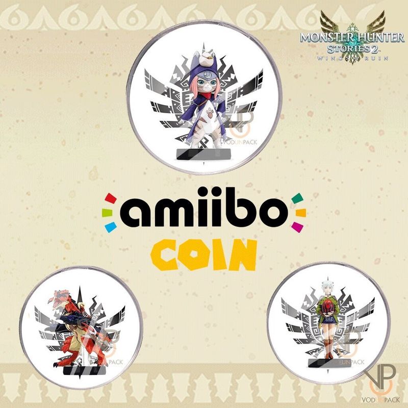 [amiibo Coin] แบบเหรียญ พร้อมส่ง Monster Hunter Rise / SunBreak / Stories Amiibo Coin NFC 1 ชุด มี 3 ชิ้น