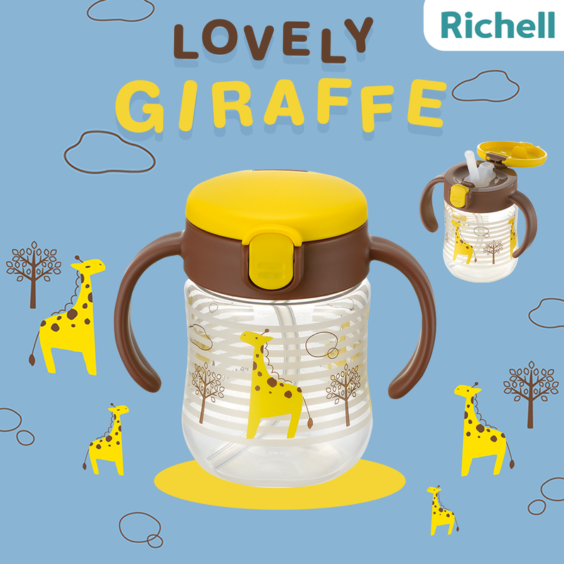 Richell(ริเชล)TLI แก้วน้ำหัดดูดหลอด Straw Mug สเต็ป 2 หลอดสุญญากาศกันสำลัก(7 เดือนขึ้นไป)