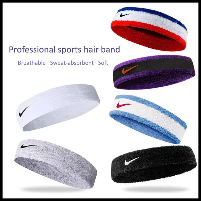 Swoosh Headband กีฬาผ้าฝ้ายเหงื่อผู้ชายผู้หญิงวิ่งเทนนิสออกกำลังกายบาสเกตบอลแบดมินตัน Hairband วอลเลย์บอล