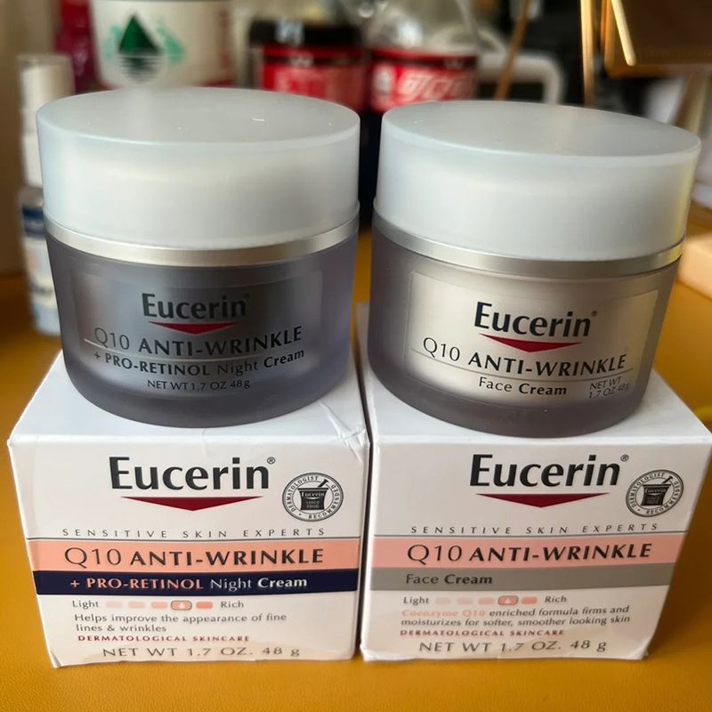 Eucerin Q10 Anti-Wrinkle Face Cream Day Cream 48g/Night Cream 48g ครีมบํารุงผิวหน้า ยูเซอรีน ให้ความชุ่มชื้น