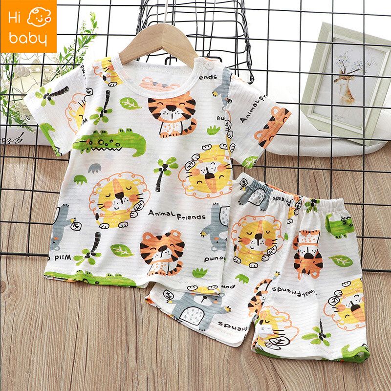 Childrens Summer Short-Sleeved Suit Pure Cotton Boy Girl Baby T-shirt Shorts Thin Breathable Two-Piece Suit