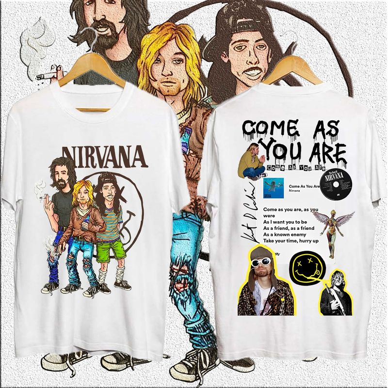 เสื้อยืด NIRVANA COME AS YOU ARE การพิมพ์แฟชั่น ผ้าฝ้ายแท้ เนื้อสัมผัสนุ่มเนียน สวมใส่สบาย S-5XL