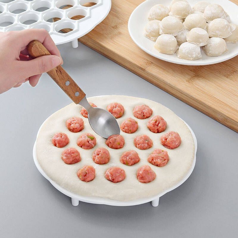 Houseeker 19หลุม Dumpling Maker สติกเกอร์แป้งกด Ravioli ทำแม่พิมพ์ Dumpling แม่พิมพ์ DIY Maker Dumpling Pelmeni แม่พิมพ์พาสต้ารูปแบบร้อน2022