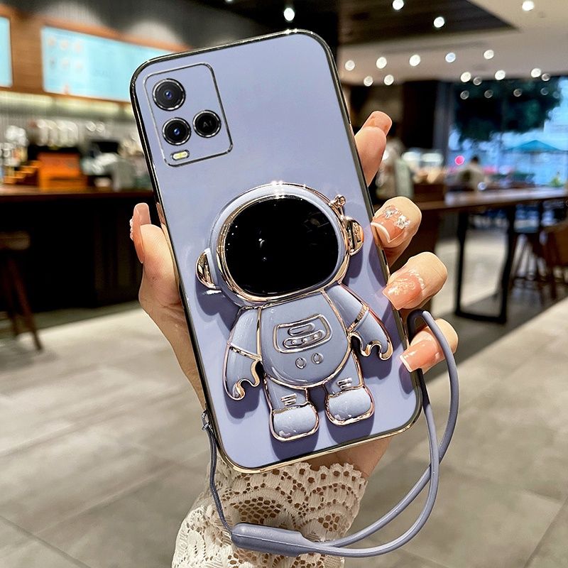 เคสโทรศัพท ์ สําหรับ VIVO Y21S Y21T Y21A Y21D Y33T Y33S Y21 T1X Y03 Y18 Y28 Y100 5G นักบินอวกาศขาตั ้ งกล ้ องหรูหรากรณีกันกระแทกกันชนปกหลัง