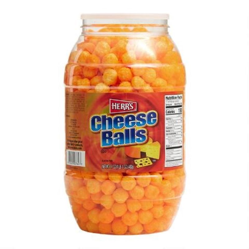 Herr's Cheese Balls Barrel เฮอร์ส ข้าวโพด ทรงกลม รสชีส 482g.