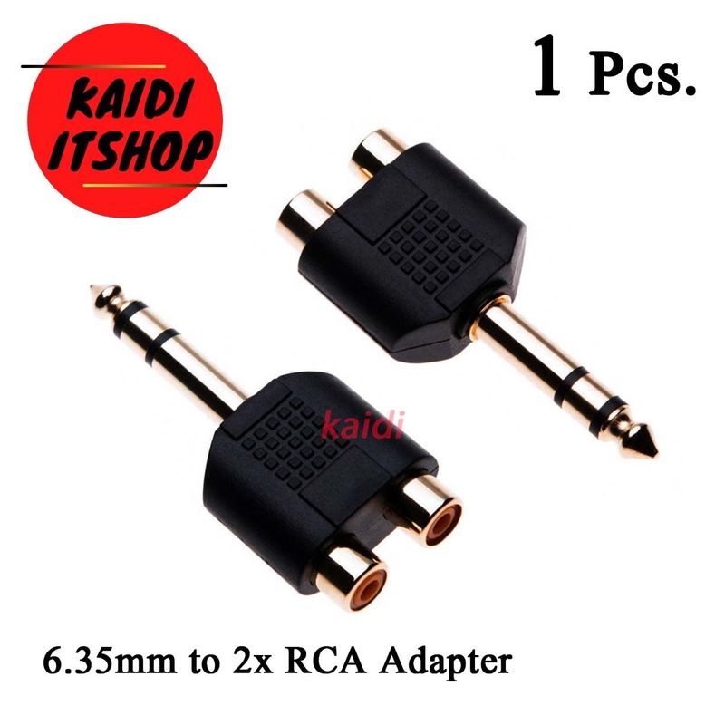 6.35mm to 2x RCA Adapter TRS Stereo Jack Male to Double Phono Connector 1/4 Inch Headphone Port to Two Phonos Gold Plated Audio Y Splitter