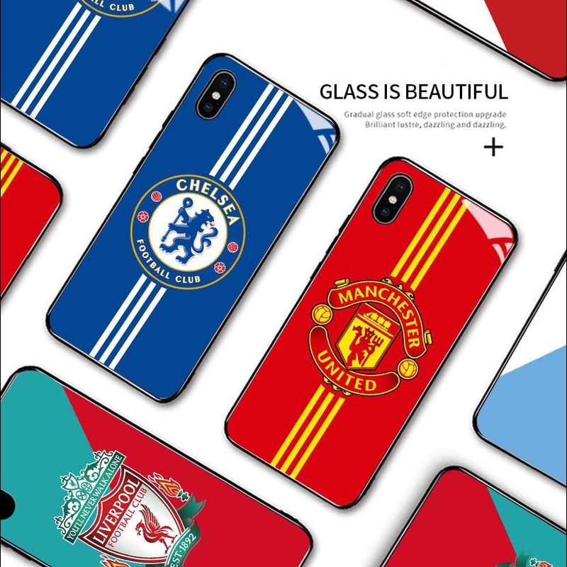 (4G) UCUC เคสมือถือ เคสโทรศัพท์ เคส Xiaomi Redmi Note 10ปลอก Redmi Note10 Luxury ฟุตบอลลีกโลโก้คลับ Badge เคสโทรศัพท์กระจกเทมเปอร์ปลอกโทรศัพท์ป้องกันกลับกันกระแทก