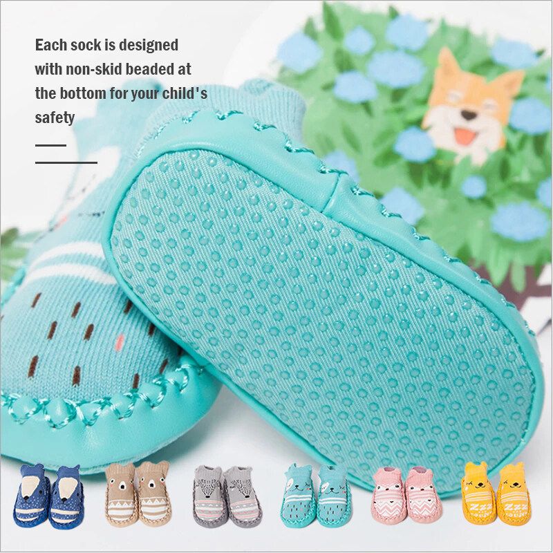 รองเท้าเด็ก ถุงเท้าเด็กหัดเดินทารกเด็กแรกเกิดชายหญิง 0-24 Months Kids Shoes ลายการ์ตูนสัตว์น่ารัก ถุงเท้าพื้นด้านล่างนุ่มกันลื่น MY166