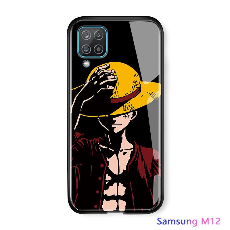 เคส Hontinga สำหรับ Samsung Galaxy A12 M12 A13 5G A04S A04 นิ่มหรูหราเคสมันวาวลูฟี่กระจกเทมเปอร์เคสมือถือกันกระแทกด้านหลังเคสโทรศัพท์เคสแข็งสำหรับเด็กผู้ชายและเด็กผู้หญิง