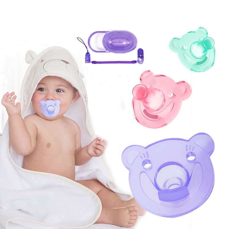 จุกหลอก จุกนมหลอกซิลิโคน จุกนมหลอก พร้อมสายคล้องโซ่ Pacifier Silicone ปลอดภัย   MY39