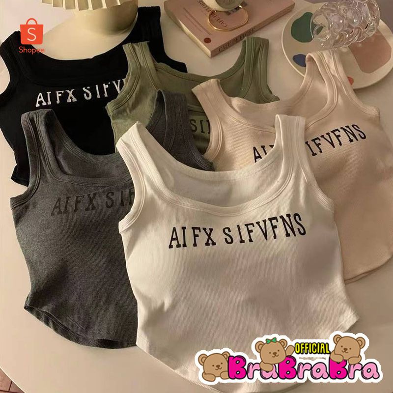 🧸💦𝑩𝒓𝒂𝑩𝒓𝒂𝑩𝒓𝒂⛱️🧸  เสื้อกล้ามสายเดี่ยว แนว y2k ฟองน้ำในตัว AIFX SIFVFNS #bra-199