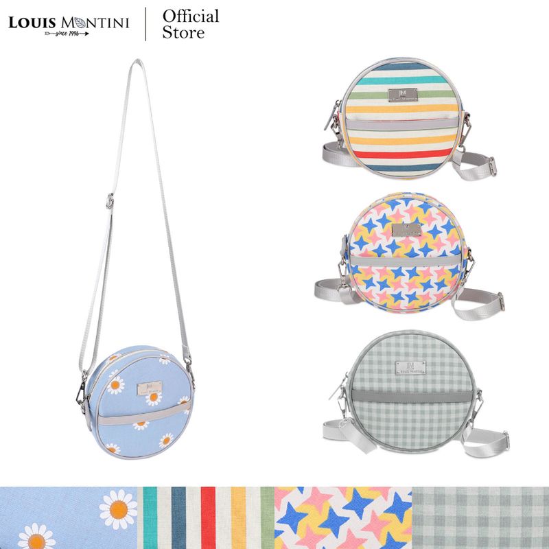 Louis Montini “Summer Vibes” กระเป๋าสะพายข้างผู้หญิงทรงกลม กระเป๋าผ้า กระเป๋าสะพายข้าง BMG13