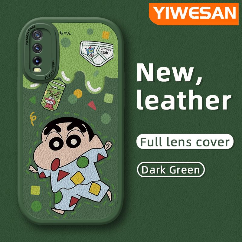 YIWESAN เคสสำหรับ Vivo Y20 Y20i Y20s Y12s Y20 2021 Y12a Y20S กรัม Y20T Y20S เมตร Y20S D เคสการ์ตูนดินสอสีชินจันลายดีไซน์ใหม่กันกระแทกเคสใส่โทรศัพท์หนังเคสซิลิโคนนิ่มเลนส์กล้องถ่ายรูปเคสป้องกันที่ปิดทั้งหมด