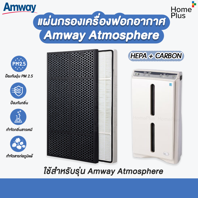 (2 แผ่น) แผ่นกรอง เครื่องฟอก อากาศ สำหรับ แอมเวย์ Amway Atmosphere Hepa + Carbon คุณภาพดี ไส้กรองอากาศ ขนาดเดียวกับของเดิม