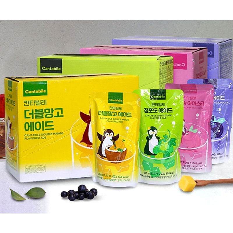 น้ำถุงเกาหลี Korean Drink 230ml สำเร็จรูปพร้อมดื่ม รสเกรฟฟรุ๊ต รสบลูเบอร์รี่ 칸타빌레