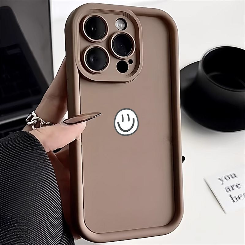 <Realme เคสโทรศัพท์> เคสโทรศัพท์ซิลิโคนคู่รัก สำหรับ Realme C11 C15 C20 C21 C12 C53 C55 C35 C33 C30 C30s C25Y C21Y C3 C25 C25s เคสโทรศัพท์ C20 C20A C11 C15 5 5i 5S 6i Narzo 50i 50A รูปแบบรอยยิ้มที่เรียบง่าย ป้องกันกล้องเต็มรูปแบบ