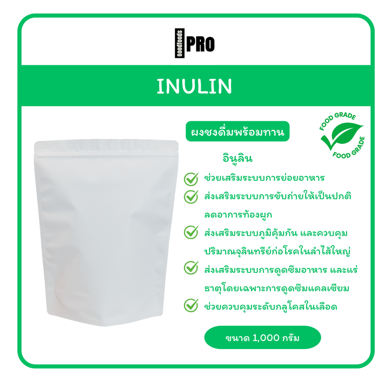 Inulin fiber (เบลเยี่ยม) อินนูลิน พรีเมี่ยม นำเข้าจากเบลเยี่ยม ใยอาหารละลายน้ำ ธรรมชาติ