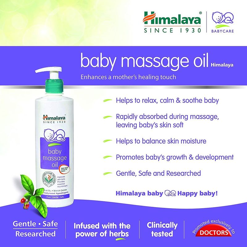 (200ml) เบบี้ออยล์ ออยล์บำรุงผิวสำหรับทารกและเด็ก สูตรอ่อนโยน Himalaya Baby Massage Oil