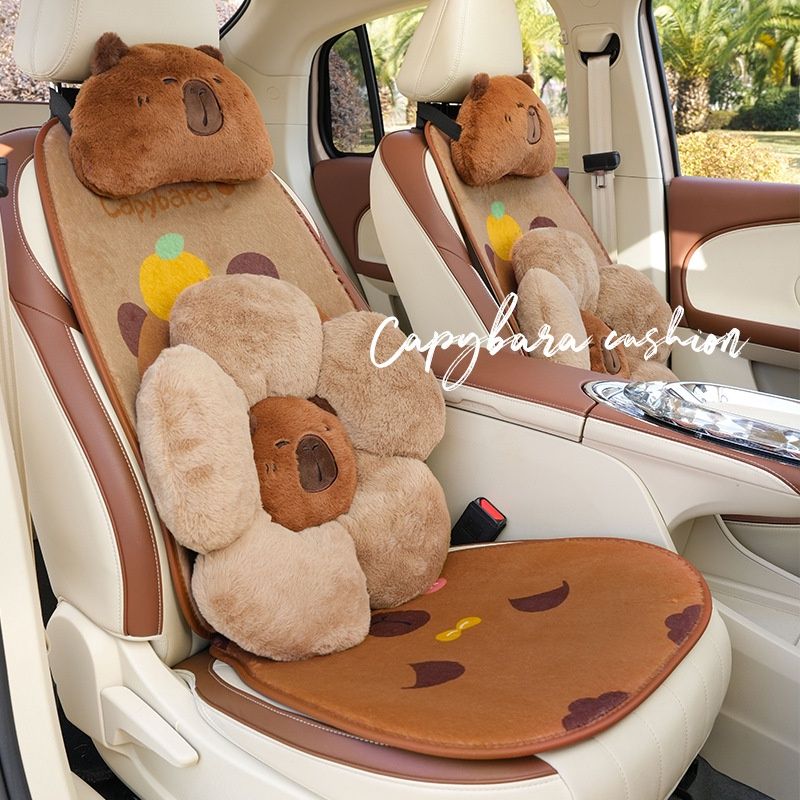 พร้อมส่ง🚘ที่หุ้มเบาะรถยนต์ หมอนรองคอในรถ Capybara รูปแบบการ์ตูนน่ารัก