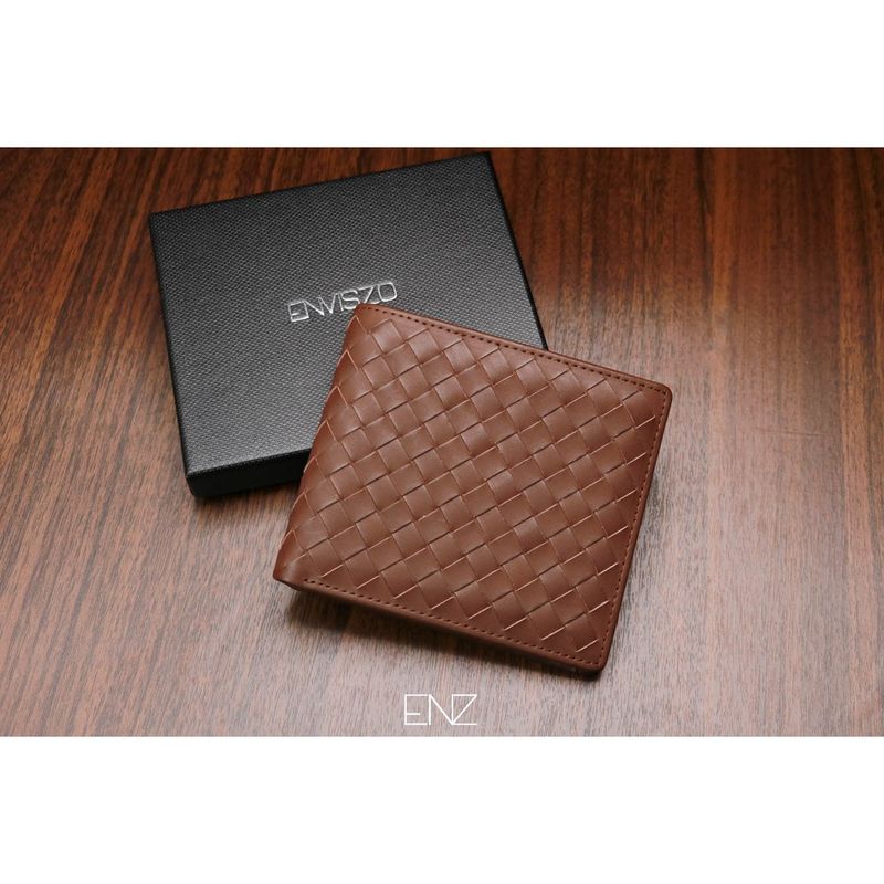 ENVISZO WEAVED BIFOLD กระเป๋าสตางค์สานหนังแท้  - EW-WE-BF