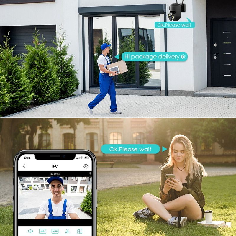 🔥รับประกัน1ปี🔥 5G/WiFi กล้องวงจรปิด wifi กล้องไร้สาย Outdoor IP Camera 5ล้านพิกเซล กล้องวงจรความคมชัด ควบคุมผ่านมือถือ ภาพสีคมชัด กันน้ำ ใช้ได้ทั้งในบ้านและนอกบ้าน แอฟV380 Pro