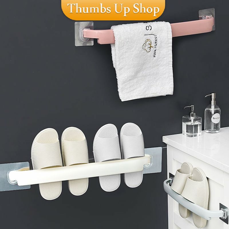 ที่ตากผ้า ราวพลาสติกตากผ้า อเนกประสงค์ ติดผนัง ไม่ต้องเจาะรู ตากผ้าเช็ดตัว / Towel Holder