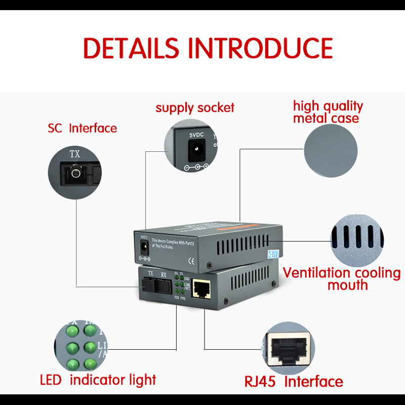 （จัดส่งกทม）Netlink Gigabit Media Converter 10/100/1000 MBPS HTB-GS-03 /HTB-3100 Fiber Optic 50KM Single-mode Single-fiberWDM RJ45 (2 ตัว A และ B) Media Converter มีเดีย คอนเวอร์เตอร์