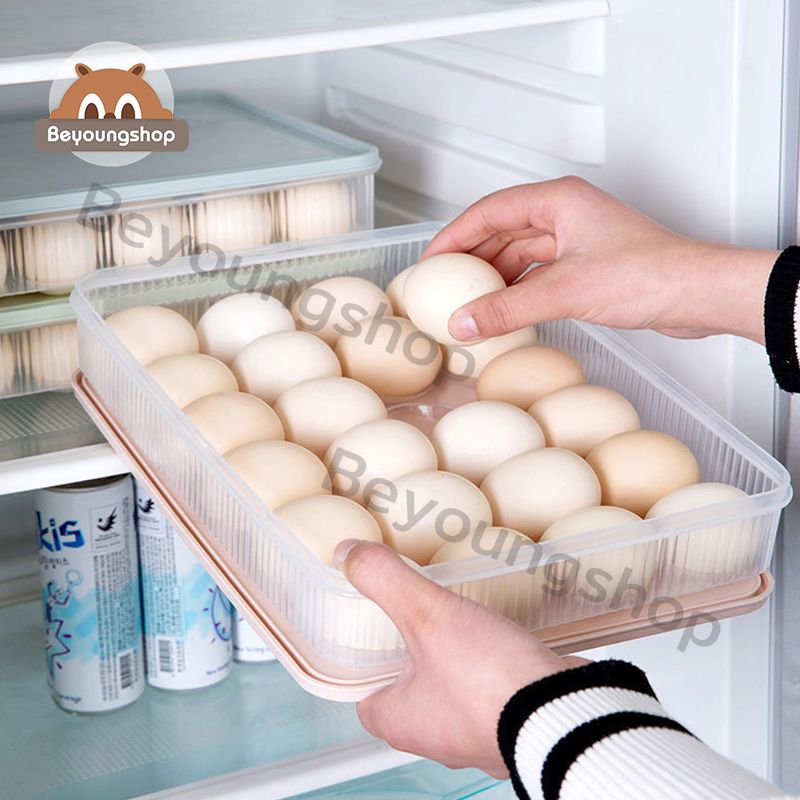 กล่องใส่ไข่ 24 ช่อง กล่องถนอมไข่ ที่เก็บไข่ กล่องใส่ไข่ ที่ใส่ไข่ Egg Storage กล่องใส่ไข่เบอร์ วางซ้อนได้ มีฝาปิด ได้ เข้าตู้เย็นได้