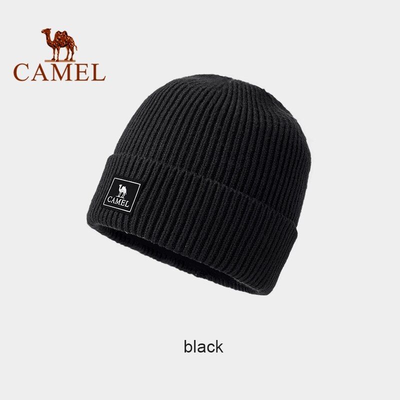 Camel หมวกถักแฟชั่นสำหรับผู้ชายและผู้หญิงผ้าคาดศีรษะสวมใส่สบายเหมาะสำหรับใส่ในฤดูใบไม้ร่วงฤดูหนาว