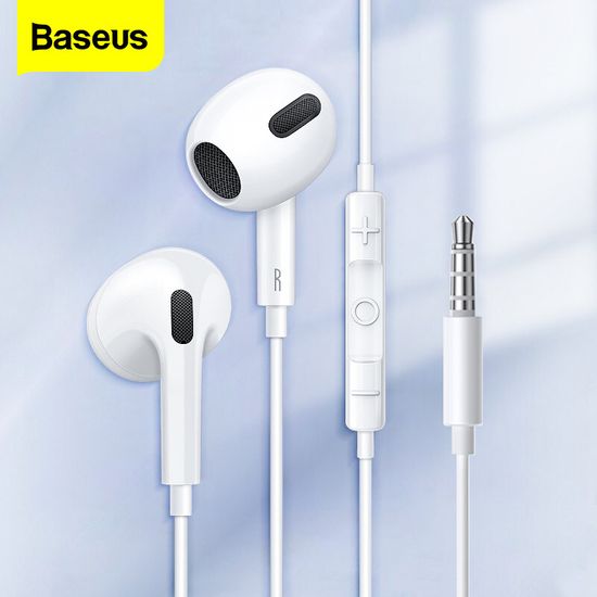 Baseus H17หูฟังมีสาย3.5มม. พร้อมหูฟังแบบเสียบหูควบคุมสายไมโครโฟนสำหรับหูฟังเอียร์บัดสำหรับฟังเพลงกีฬาในหูมอนิเตอร์