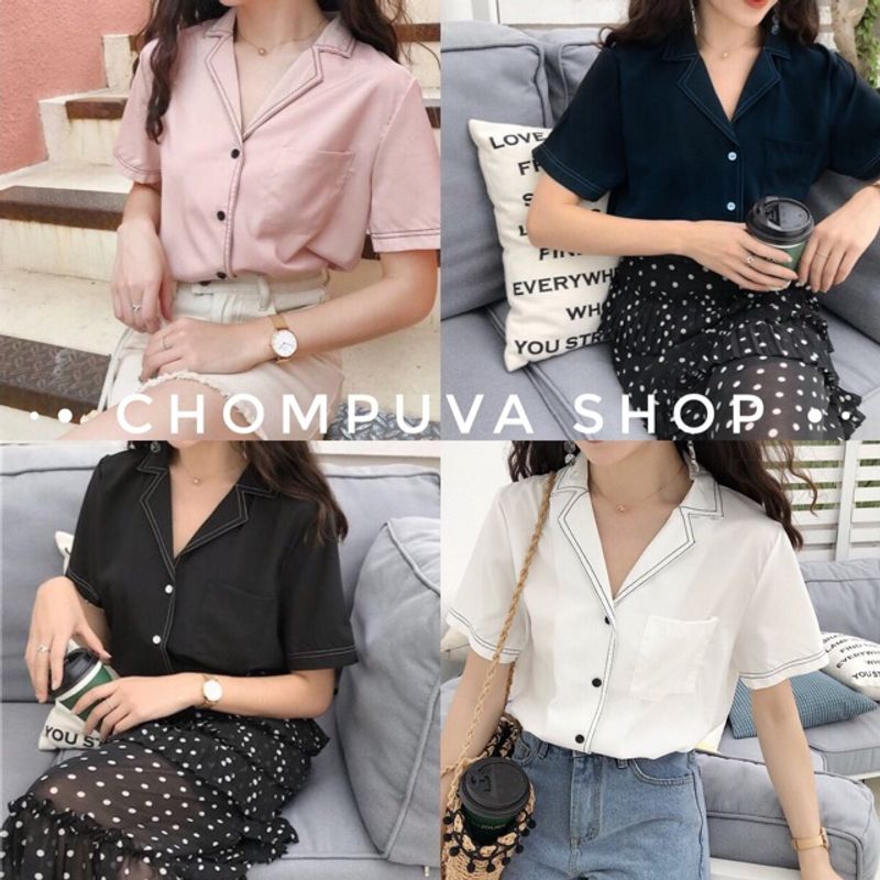 พร้อมส่ง🍿basic shirts เสื้อเชิ้ตแต่งขอบน่ารัก🎠