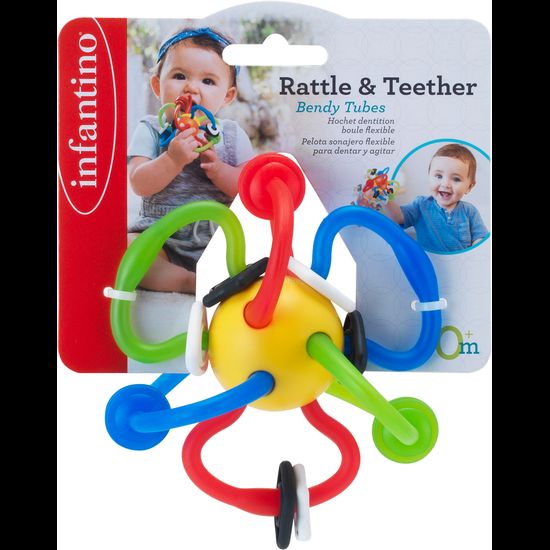 Infantino - Rattle & Teether Bendy Tubes : ยางกัด-วงแหวนหลากสี